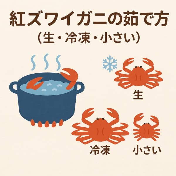 紅ズワイガニの茹で方,生・冷凍・小さい